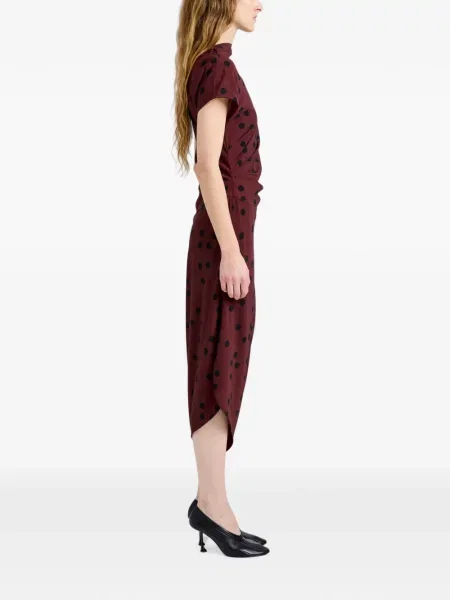 Taškuotas raštuotas tempti suknele Proenza Schouler ruda