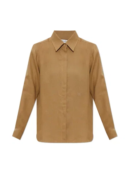 Lniana koszula Max Mara brązowa