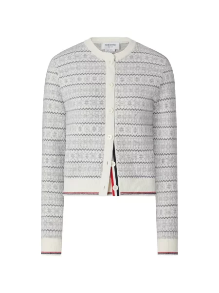 Cardigan Thom Browne de lână alb