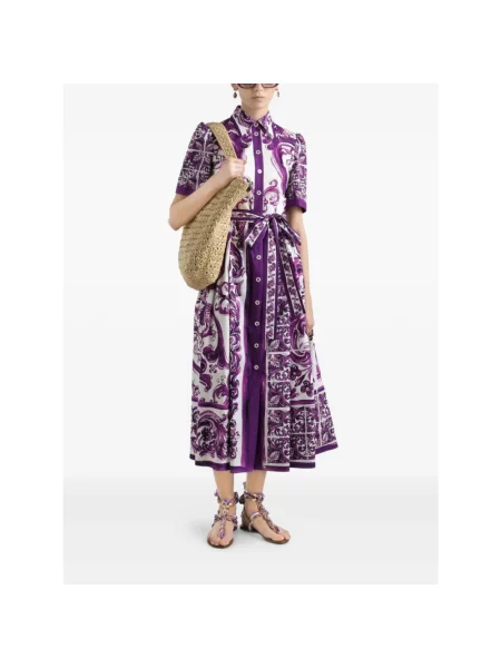 Sukienka Dolce And Gabbana z nadrukiem fioletowa