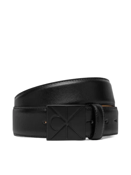 Curea pentru Bărbați Calvin Klein Emblem Plaque Smooth negru