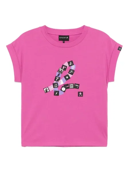 Koszulka Sport B. By Agnès B. z nadrukiem różowa