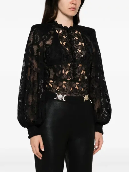 Top Babylone Paris din dantelă negru