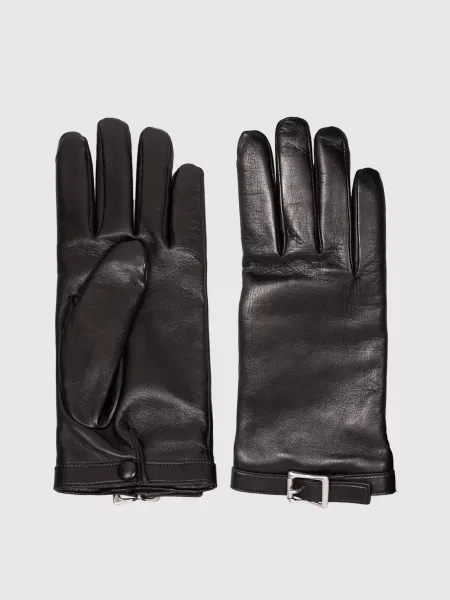 Кожаные перчатки Ann Demeulemeester черные