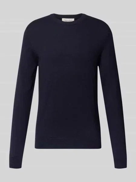 Sweter z dzianiny o kroju regular fit z mieszanki bawełny z dodatkiem kaszmiru Casual Friday granatowy