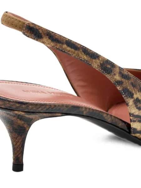 Pantofi cu toc Amina Muaddi cu imagine cu model leopard maro