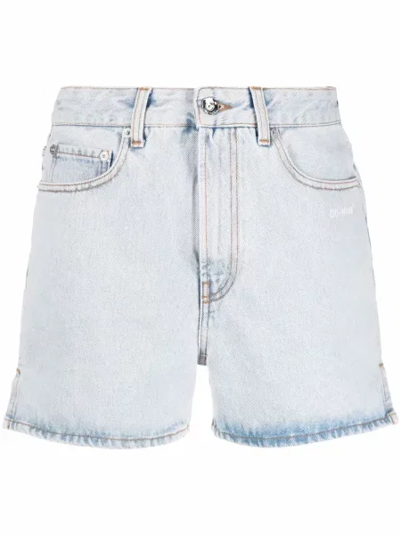 Pantaloni scurți din denim Off-white cu imagine alb