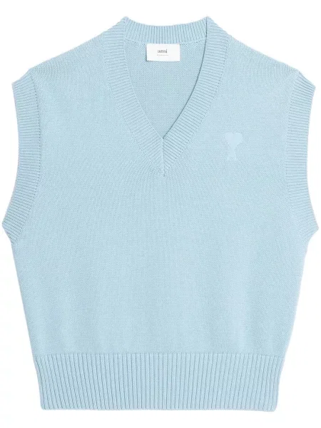 Kamizelka Ami Paris z dekoltem w serek niebieska