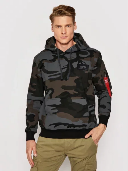 Alpha Industries Mikina Print Camo Šedá bílá