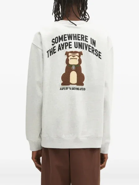 Hanorac Aape By A Bathing Ape cu broderie gri