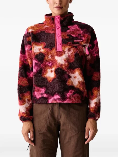 Pulover Columbia din fleece cu imagine cu imprimeu abstract roșu