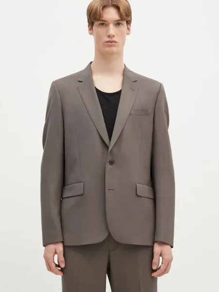 Вовняні однотонні костюмні штани Paul Smith коричневі