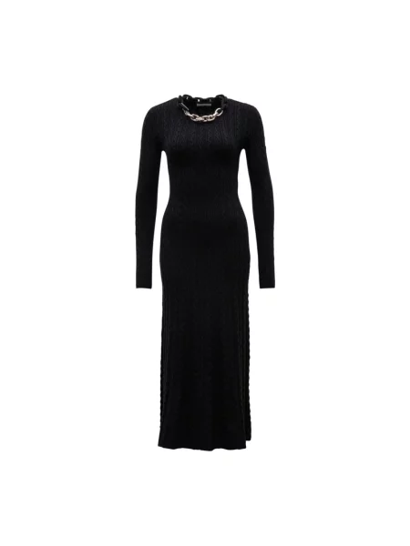 Sukienka maxi Rabanne wełniana do kolan czarna