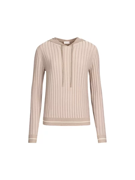 Bluza z kapturem Liu Jo w paski z kapturem beżowa