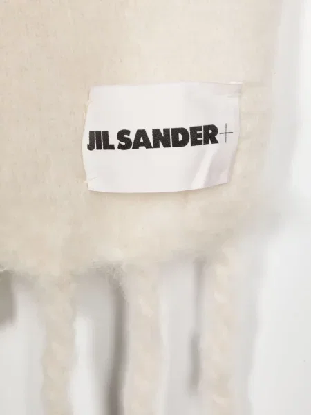 Szal Jil Sander chunky z logo biała