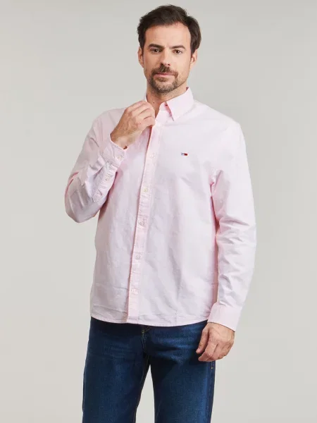 Košulja Tommy Jeans keper ružičasta