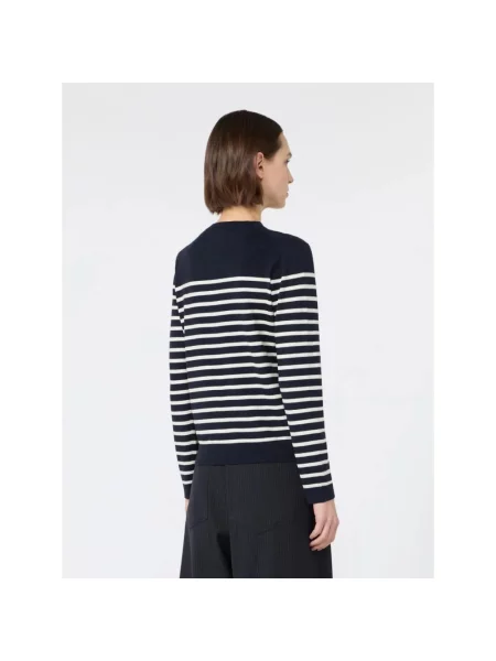 Sweter Weekend Max Mara wełniany w paski z paskiem