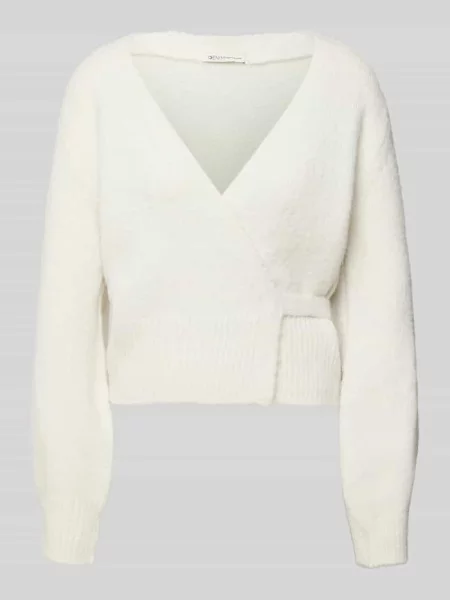 Kurtka z dzianiny o kroju regular fit o kopertowym kroju Tom Tailor Denim biała