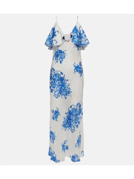 Rochie Rodarte de mătase cu model floral de costum