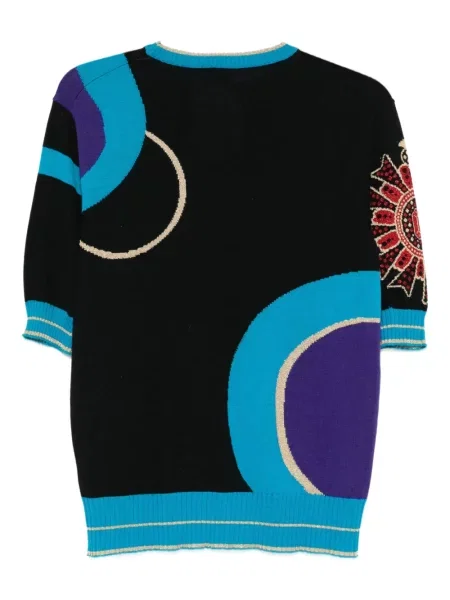 Květinové tričko Versace Pre-owned černé