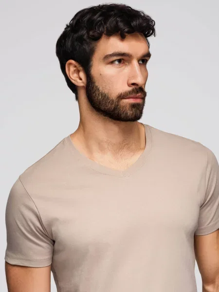 Tricou Ombre cu decolteu în V alb