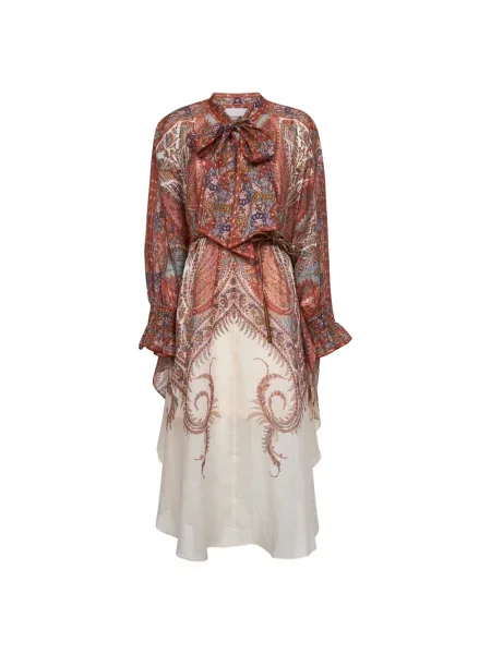 Sukienka midi Zimmermann wiązana brązowa