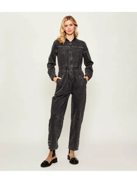 One Teaspoon Denim salopetă CALLIE AVIATOR negru