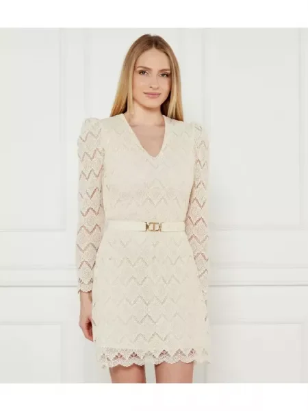 TWINSET De dantelă rochie cu cordon bej