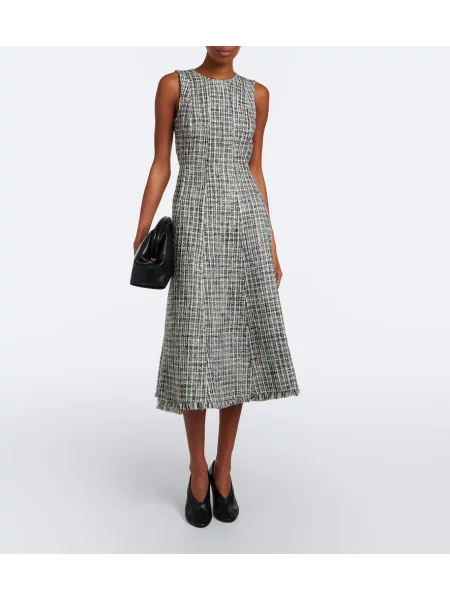 Bouclé rochie midi Proenza Schouler alb