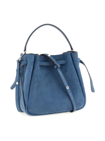 Torebka Tory Burch skórzana z nitami niebieska