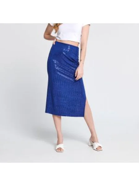 Sinsay Tužková midi sukně Modrá