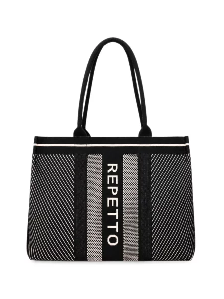 Geantă Repetto tricotate cu imagine negru