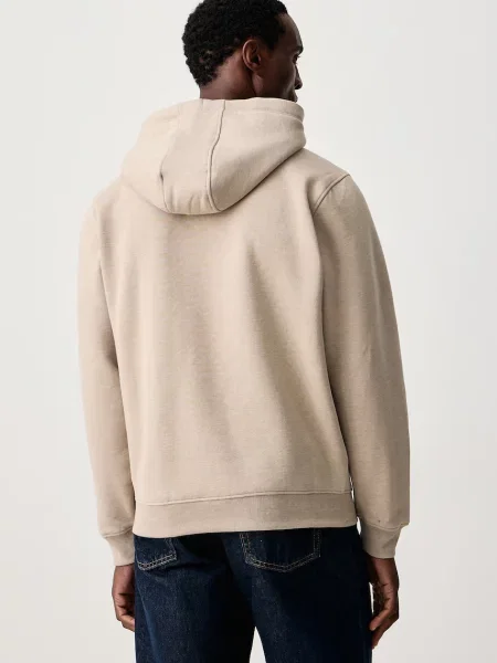 Guess bluza z kapturem z bawełną beżowa
