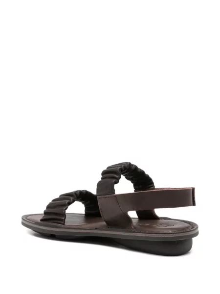 Kožené sandály Trippen s volány hnědé