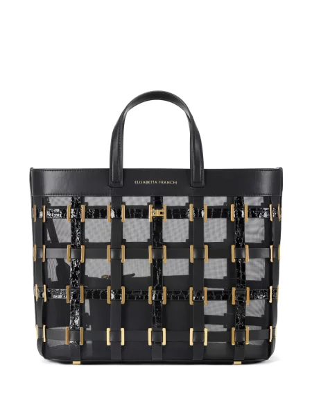 Geantă shopper Elisabetta Franchi plasă negru