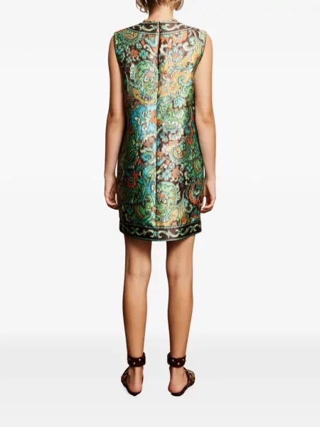 Rochie mini Alemais cu imagine cu model paisley verde