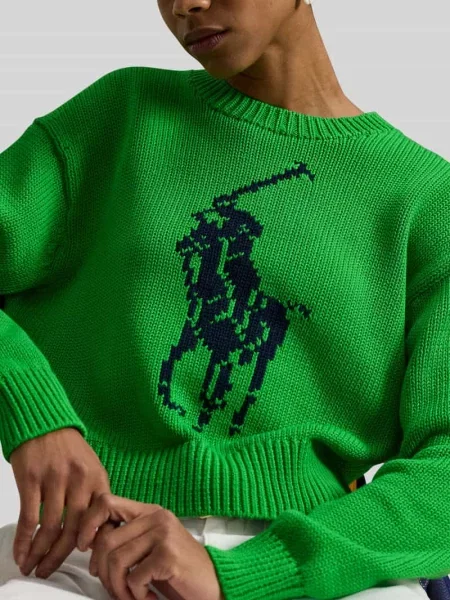 Regular Fit sweter dzianinowy z czystej bawełny Polo Ralph Lauren zielony