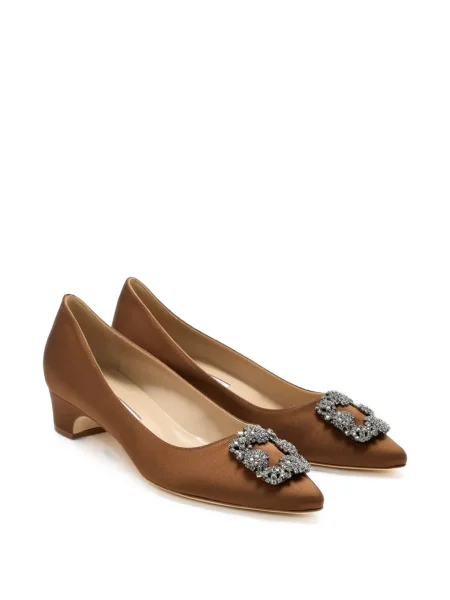 Pantofi cu toc Manolo Blahnik cu cataramă maro