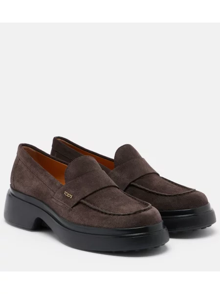 Pantofi loafer Tod's din piele de căprioară maro