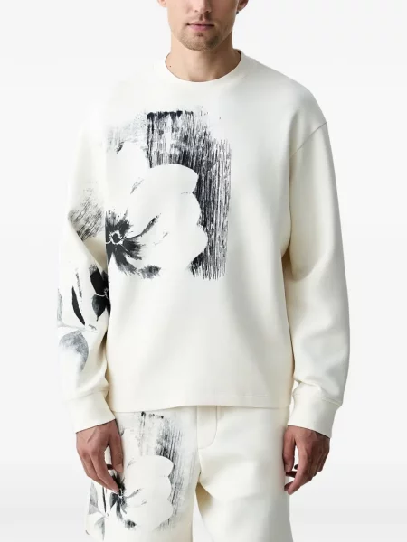 Lung hanorac Armani Exchange cu model floral cu imagine alb