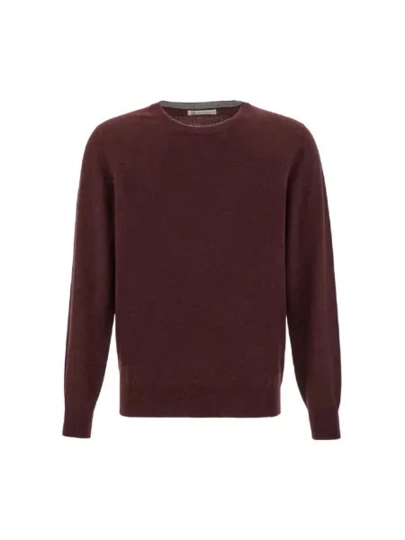 Sweter Brunello Cucinelli z okrągłym dekoltem czerwony