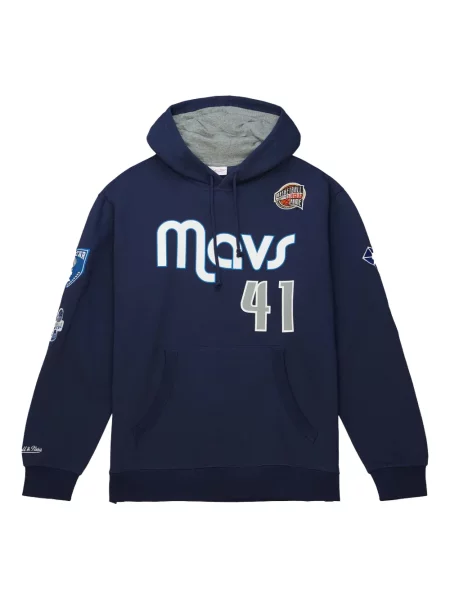 Majica s kapuljačom Mitchell & Ness od flisa plava