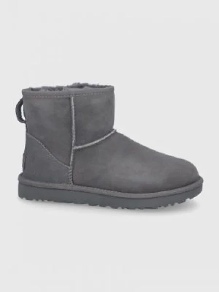UGG De piele bocanci W Classic Mini II cu adaos de lână gri