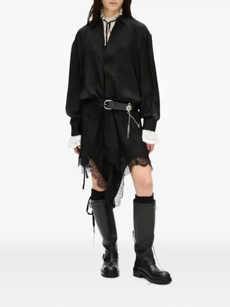 Rochie mini Ann Demeulemeester cu model paisley din jacard negru