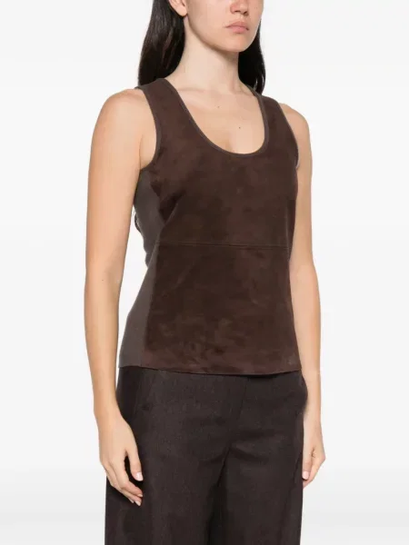 Top Max Mara din piele de căprioară maro