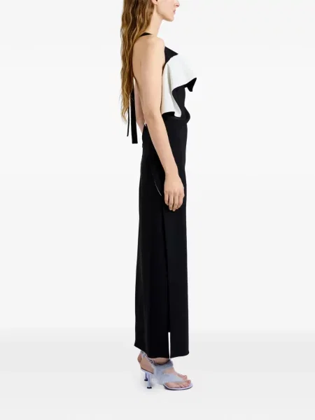 Костюм миди рокля Proenza Schouler с волани до коляното черно