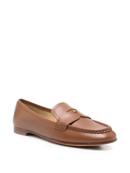 Kožne loaferice Michael Michael Kors s autogramom smeđa