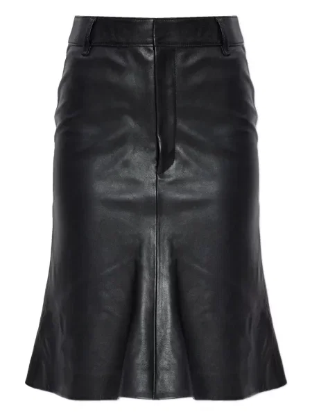 Fustă din piele Balenciaga cu talie înaltă negru