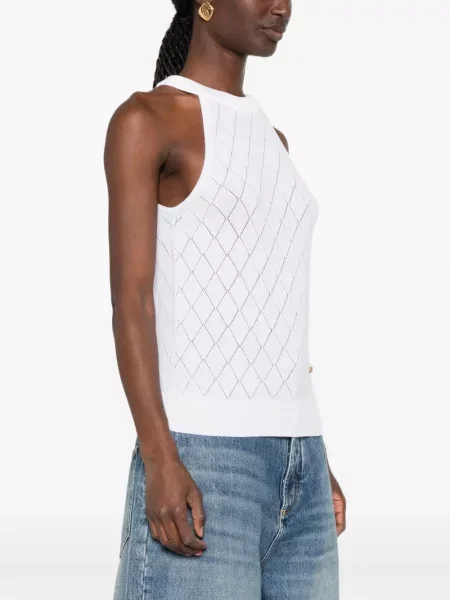 Top Balmain fără mâneci alb