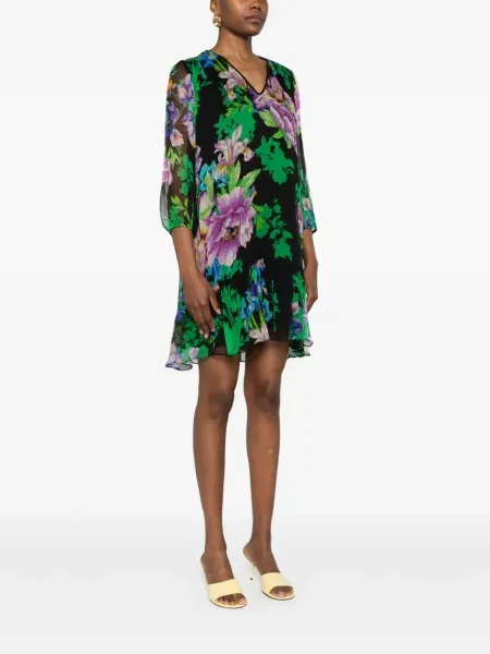 Rochie Nissa cu model floral cu imagine de costum negru
